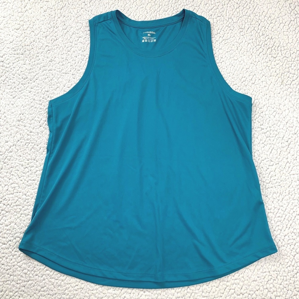 Gradual Womens XL Teal Blue Racerback‎ Pleated Tank Top Performance Athletic